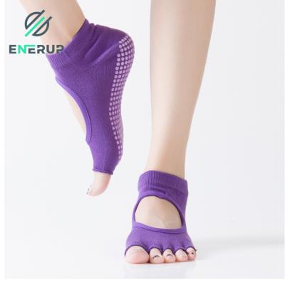 China Enerup OEM/ODM Sustainable Wholesale Fashion Women Sports Dance Hot Foot Open-Toe Anti-Slip Yoga Socks for sale