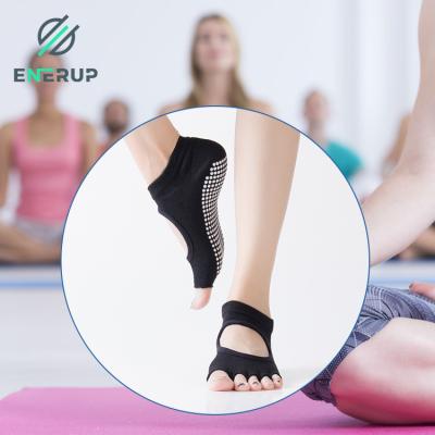 China New Enerup OEM/ODM Viable Cross 5-Finger Color Pure Sports Combed Cotton Professional Anti-Slip Yoga Socks for sale