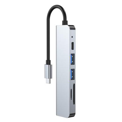 China ABS+Aluminum Alloy Customized 6 In 1 High Speed ​​USB 6 Port PD Charging USB 3.0 Type C Hub For Mac Book for sale