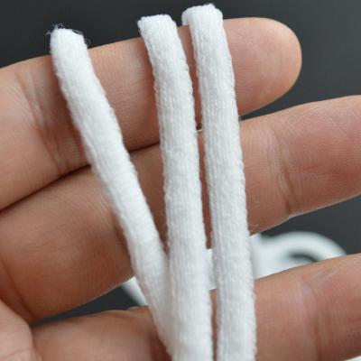 China White 6MM Flat Ear Mask Elastic Soft Cotton Crepe Earloop Soft Elastic Band for Comfortable Face Mask and Don't Tee Strain Ears for sale