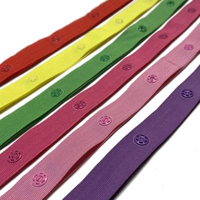 China Other Colorful Plastic Band Snap Fastener 8mm Snap Button With 18mm Fabric Webbing for sale