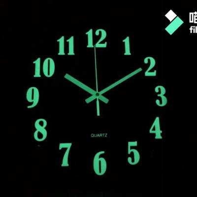 China LUMINOVA wall clock luminous creative fluorescent wall clock MDF clock silent wood grain wooden luminous for sale