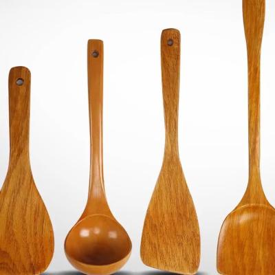 China Sustainable Special Wooden Shovel And Spoon Set For Non Stick Pot Soup Spoon Cooking Long Handle Kitchen Utensils for sale