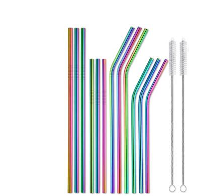 China Sustainable 304 Stainless Steel Color Metal Straw Set Beverage Straw Wholesale for sale