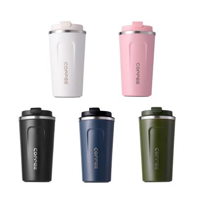 China Sustainable 304 Stainless Steel Double-Layer Vacuum Cups With Cover Creative Outdoor Leisure Portable Car Cup for sale