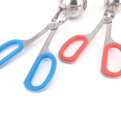 China Stainless Steel Viable DIY Stick Maker Meatball Scissor Meatball Scissors Single Scoop Cup Tongs Non Fish Balls Meatball Clip for sale