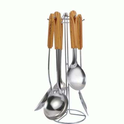 China Sustainable Stainless Steel 5 Pcs Utensils Set Spatula Frying Sieve Turner Cooking Tools Thickened Long Handle Frying Slotted Turner for sale