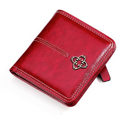 China 2022 New Style Ladies Coin Purse Oil-proof Short Wax Multi-card Fashion Women's Retro Single Card Wallet for sale