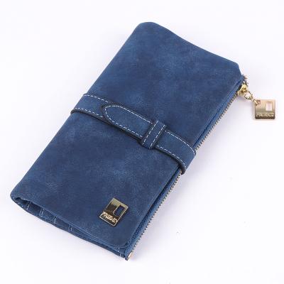 China Fashion Waterproof Wholesale Vintage Frosted Ladies Wallet Multi-caliber Clip Grab Long Purse for sale