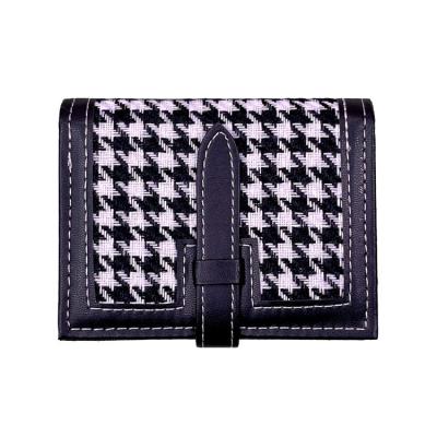 China 2022 New Style Women's Simple Fashionable Leather Card Wallet Houndstooth Card Holder Purse for sale