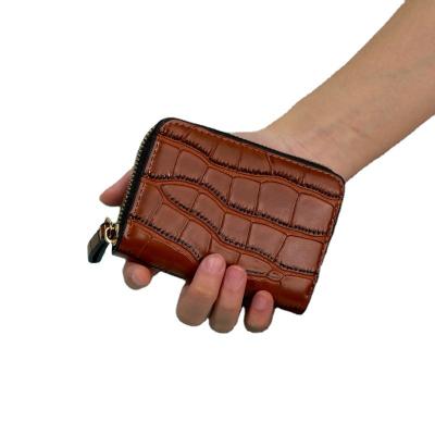 China Fashion New Multi-Card Slot Waterproof Card Holder Women's Business Card Bag Zipper Organ Bag Coin Purse Crocodile Pattern for sale