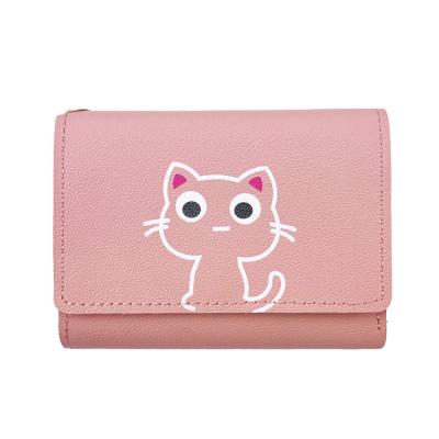 China 2022 Women Wallet Fashion Shorts Waterproof Hot Selling Cute Kitten Cartoon Coin Purse Holders for sale