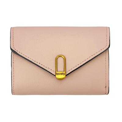 China Fashion Leather Simple Hot Selling Small Card Holder Minimalist Women Wallet Short Purse for sale