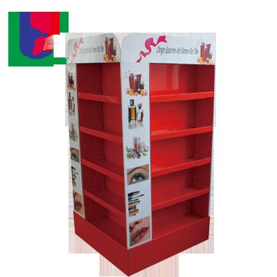 China Convenient Recyclable Material And Quick Detachable Custom Reuse Floor Paper Food Display Stand Supermarket Promotional Paper Shelf for sale