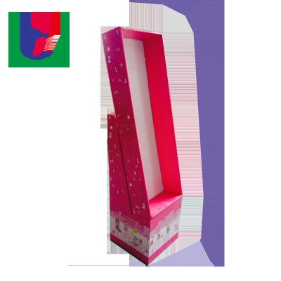 China Recyclable Material Customized Beautiful Cardboard Corrugated Floor Rack With Plastic Hooks for sale