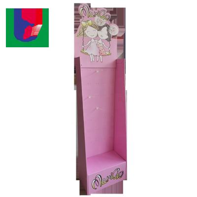 China Recyclable Material OEM Corrugated Cardboard Floor Retail Display Stand With Hooks , Cardboard Hook Paper Display Rack For Accessories for sale