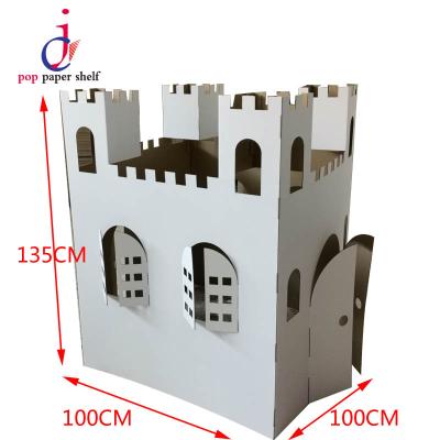 China Eco-friendly Castle Paper Castle Graffiti Kids DIY Assembled Play Paper House for sale