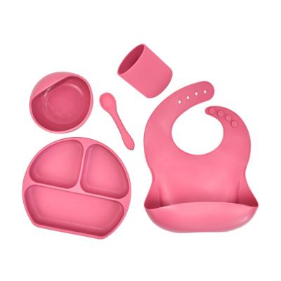 China BPA Free Candy Color Tableware Silicone Spoon For Baby Spoon Food Grade Baby Kids Soft Silicone Bib And Bowl Sets for sale