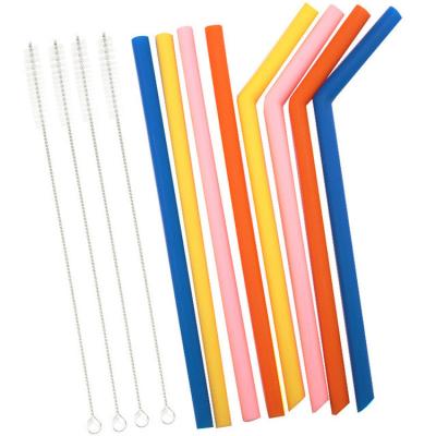 China Amazon Sustainable Colorful Bpa Free Bar Drinking Reusable Food Grade Silicone Straw for sale