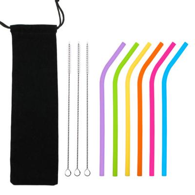 China Hot Sale Food Grade Collapsible Collapsible Silicone Reusable Reusable Drinking Straw With Brush for sale