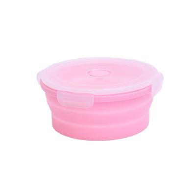 China Portable Collapsible Collapsible Silicone Food Storage Container Kitchen Microwave Folding Bowl for sale