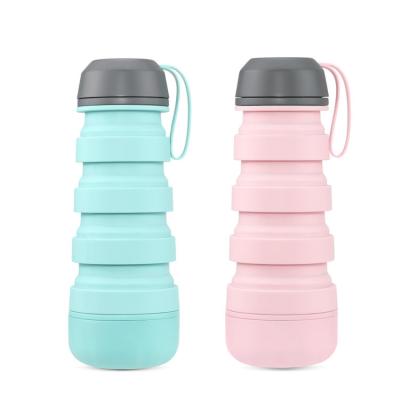 China Sustainable Kids Silicone Folding Water Bottle Bpa Free Custom Cut Out Sport for sale