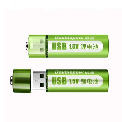 China Toys USB AA rechargeable lithium batteries, 1.5V/1800mAH Li-ion battery, eco-friendly for remote control, mouse, electric to for sale