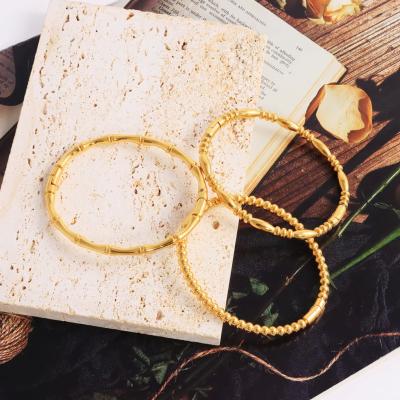 China TRENDY High Quality Beads Water Drop Bamboo Shape Design Stainless Steel Bracelet For Women Love Bangle Jewelry Party Gifts Wholesale for sale