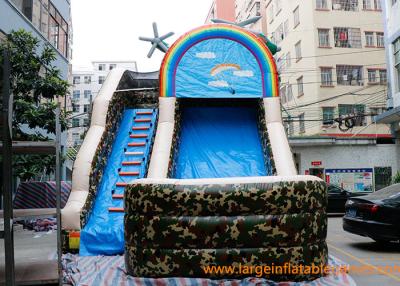 China inflatable bouncer ,PVC Tarpaulin Camo Slide / Commercial Inflatable Dry Slide With Logo Printing for sale