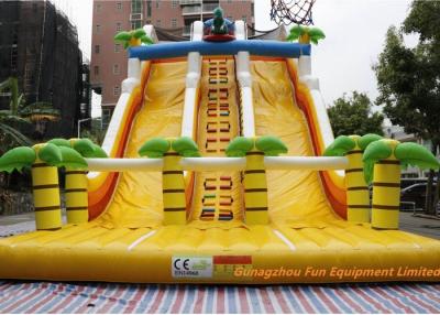 China Giant Commercial Dinosaur Inflatable Water / Dry Slide Bouncer With Slide for sale