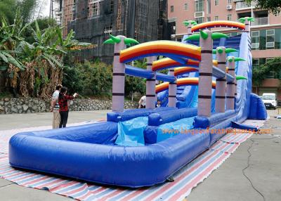 China water slide factory PVC Tarpaulin  coconut tree inflatable commercial slide with pool  For Event inflatable Bounce Slide for sale