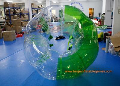 China Soft Handle / Safe Belt Inflatable Green half-color bumper ball  with SGS CE Certification for sale