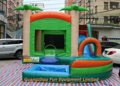 China Red Commercial PVC Tarpaulin Inflatable Water Slide With Pool Size 7 * 5m for sale