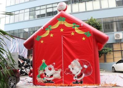 China Red 0.45mm Plato PVC Tarpaulin Inflatable Christmas Santa House For Decoration for sale