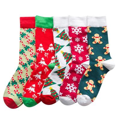 China XIANGHUI Breathable Wholesale Can Custom Logo Cartoon Santa Snowman Elk In Cotton Design Winter Christmas Socks for sale