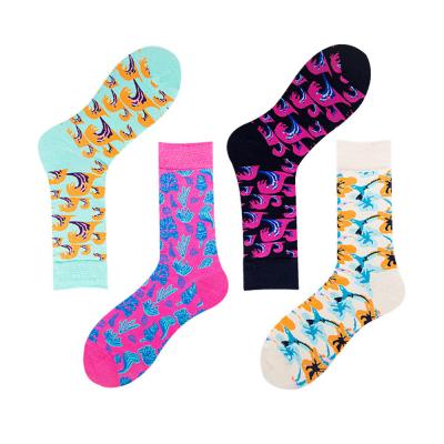 China XIANGHUI Socks Fashion Happy Women's Hosiery Sea Wave Flower Grass Tube Socks Antibacterial Custom Logo Sock for sale