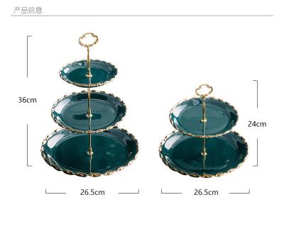 China Sustainable 2 Tier 3 Tier Gold Color Glazed Wedding Cup Cake Stand Ceramic Cake Stand for sale