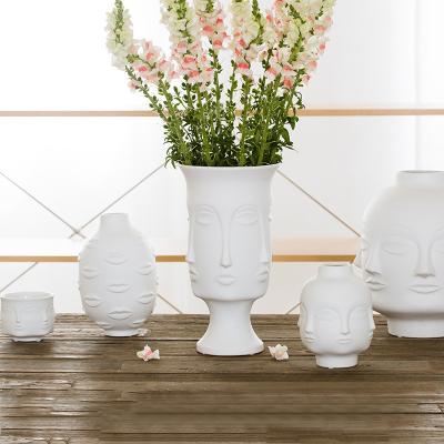 China White ceramic vase decoration face design face factory vases articles vase direct ceramic vases Nordic creative for sale