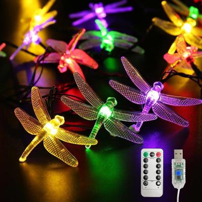 China High Quality Outdoor Decorative LED Party Dragonfly Lights Solar String Lights String Lights for sale