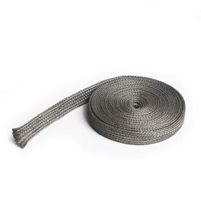 China High Temperature Heat Resistant Braided Sleeve Braid Thermal Sleeve Stainless Steel Fiber Braid Sleeve For Wire Heat Protection for sale