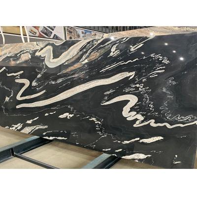 China Modern Copacabana Black Marble Hotel Slabs Black Marble Wall Background Flooring Design for sale