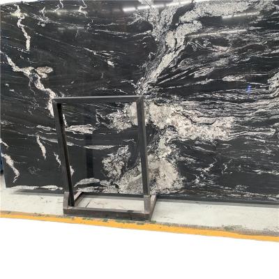 China Modern Manhattan Black Marble With White Veins Slab For Kitchen Countertops Black Marble Flooring Tiles for sale