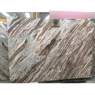 China Modern Purple Book Match Fantasy Brown Marble Slab For Luxury Villa Hotel Background Wall Design for sale