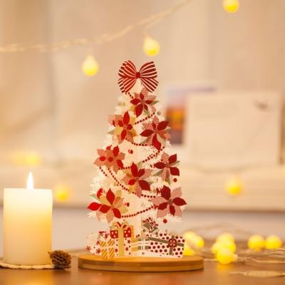 China art & WISHMADE GX8088 New Design Collectible Laser Cut 3D Christmas Tree Greeting Card With Gold Envelope for sale