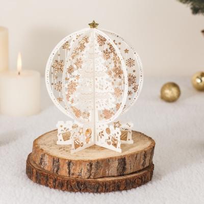 China Europe GX6163 WISHMADE White Round Christmas Tree 3D Pop Up Christmas Greeting Card for sale