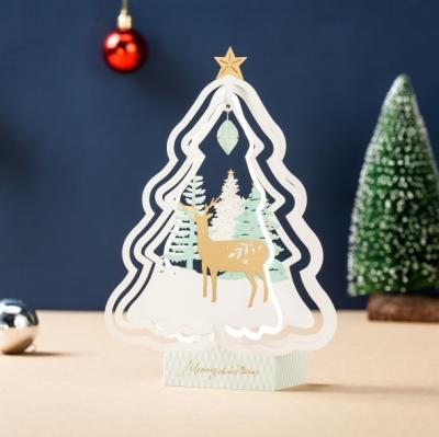 China WISHMADE GX8087 3D Christmas Tree Cheap Handmade Paper Pop Up Christmas Card Greeting Card for sale