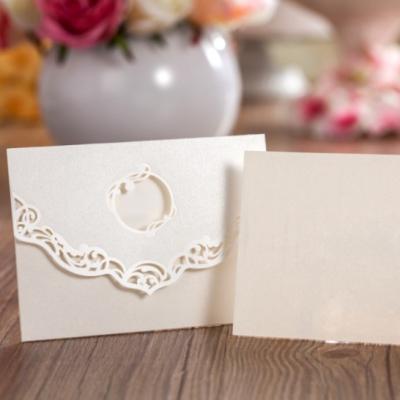 China Artificial Wedding Invitation Card With White STG2 Pearl Laser Cut for sale