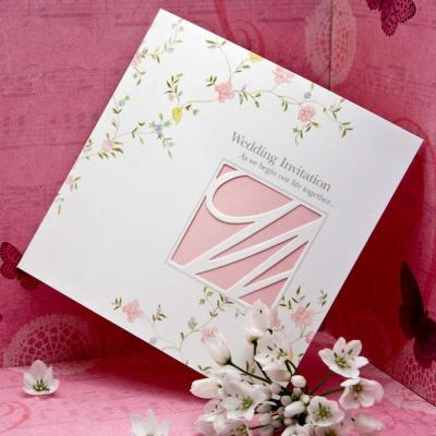 China Korea Laser Cut Square Wedding Invitation Card With Flora Pattern B8046 for sale