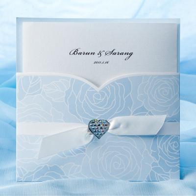 China Japan Elegant Blue Roses Square Wedding Invitation W1114 for sale