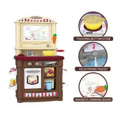 China Tap Electric Water Circulation Large Size Cooking Table Kitchen Set Kids Education Pretend Play Toys for sale